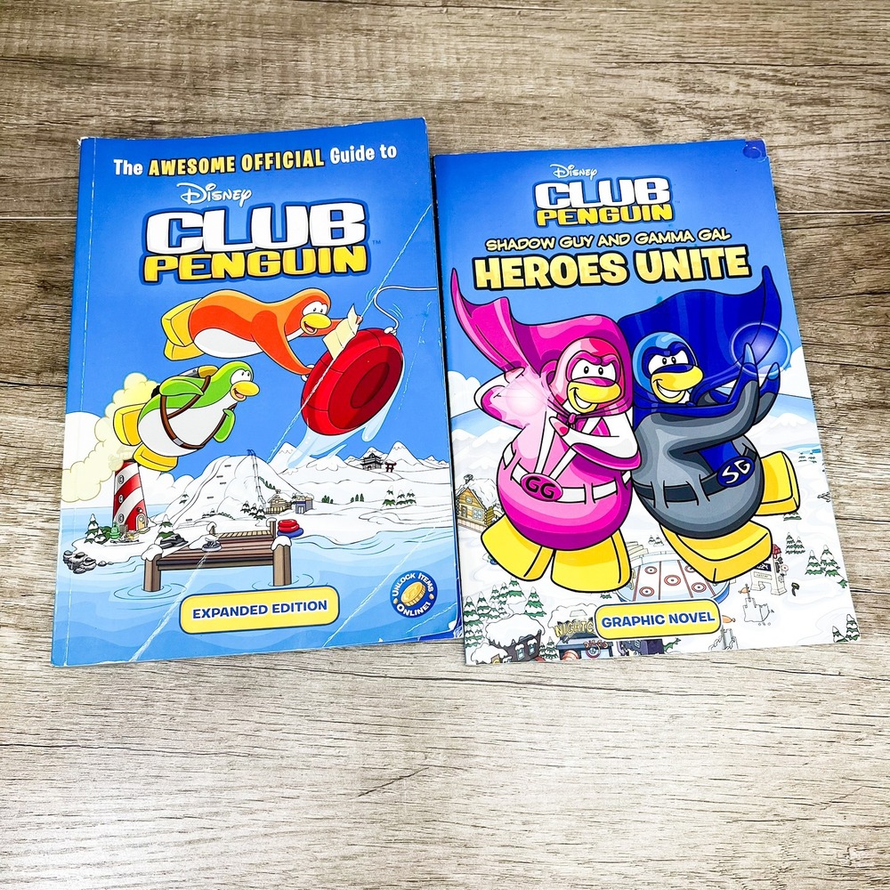 Disney Club Penguin Book Lot Official Guide Expanded & Heroes Graphic Novel